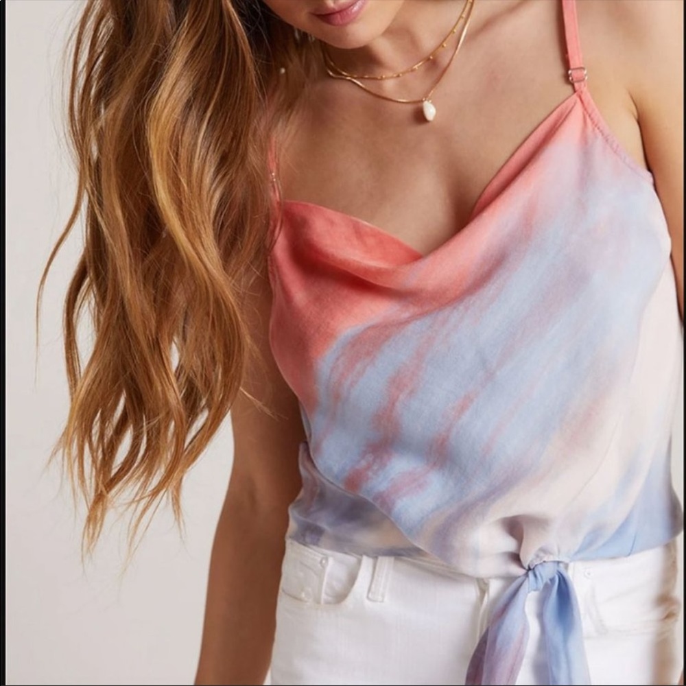 NWT Bella Dahl Bias Cowl Neck Tie Up Cami M resort-wear